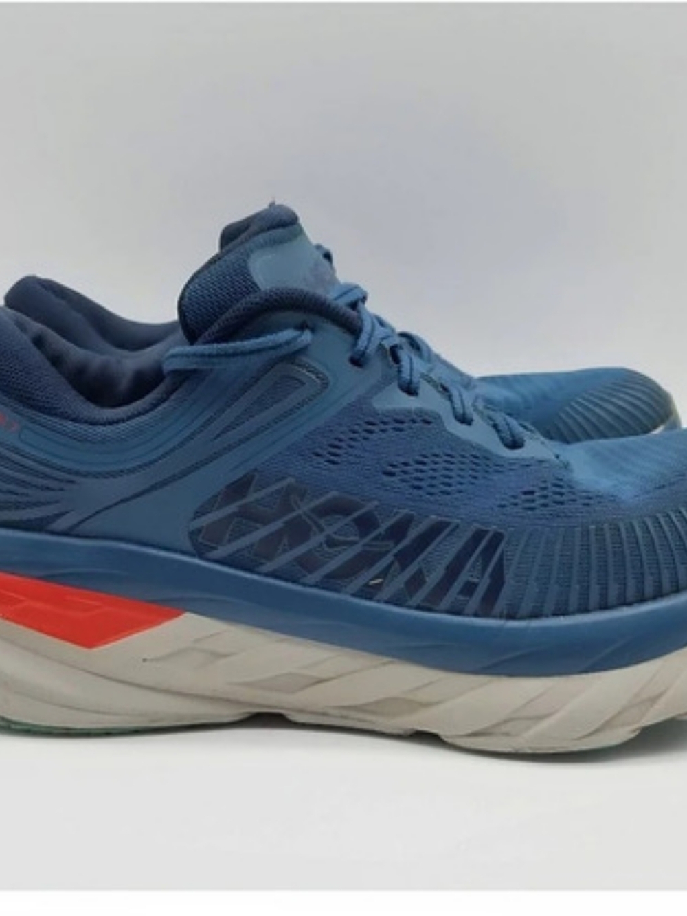 Mens Hoka Bondi 7 Blue & Red And Grey Athletic Shoes Size 8.5